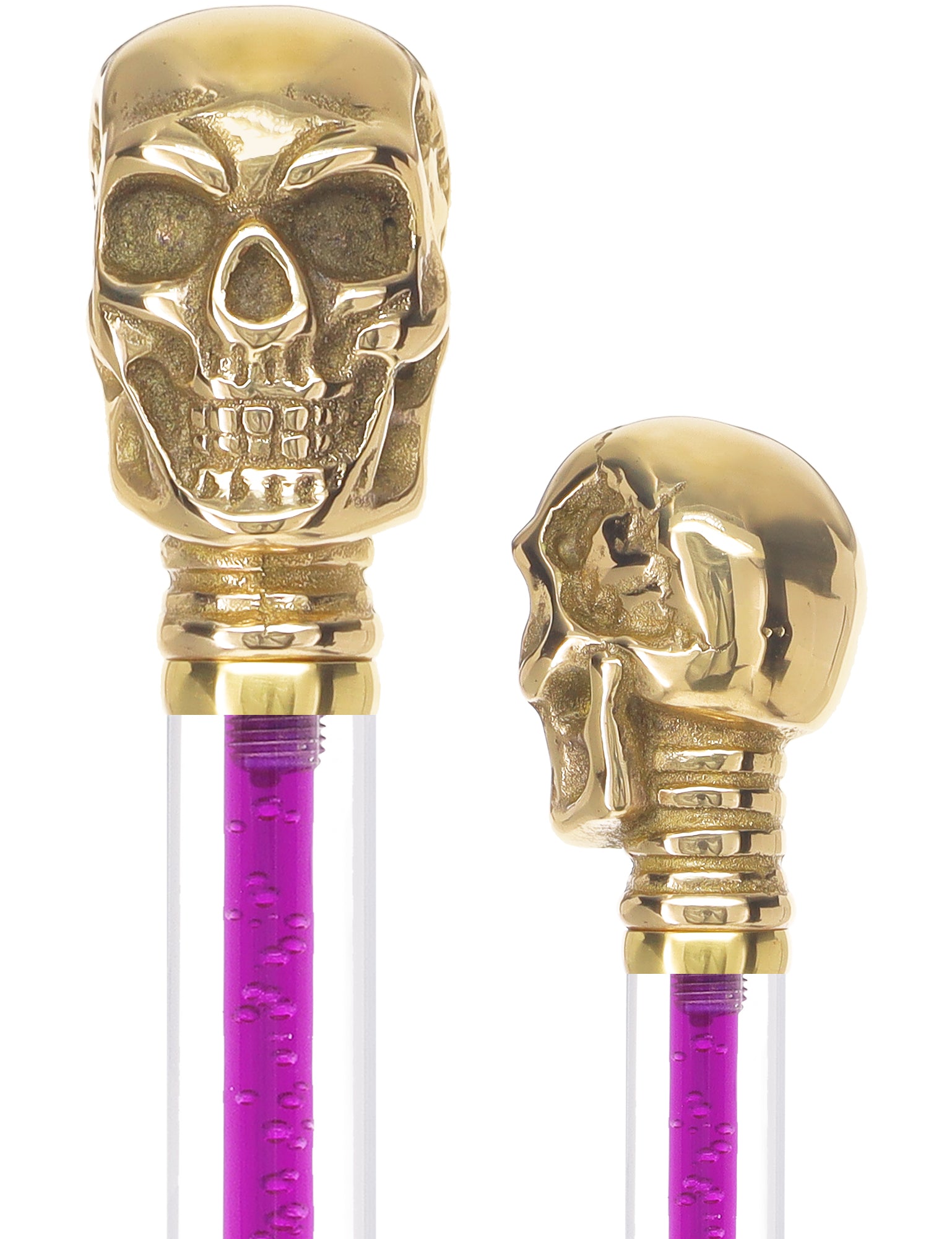 Color Crystal Elegance Brass Skull Cane with Invisible Acrylic Shaft Options Free Shipping 100% Guaranteed