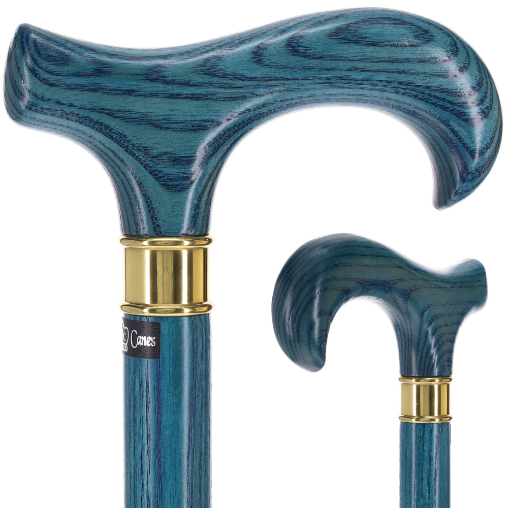 Blue Denim Derby Cane: Ash Wood, Brass Clearance Amazing Pice