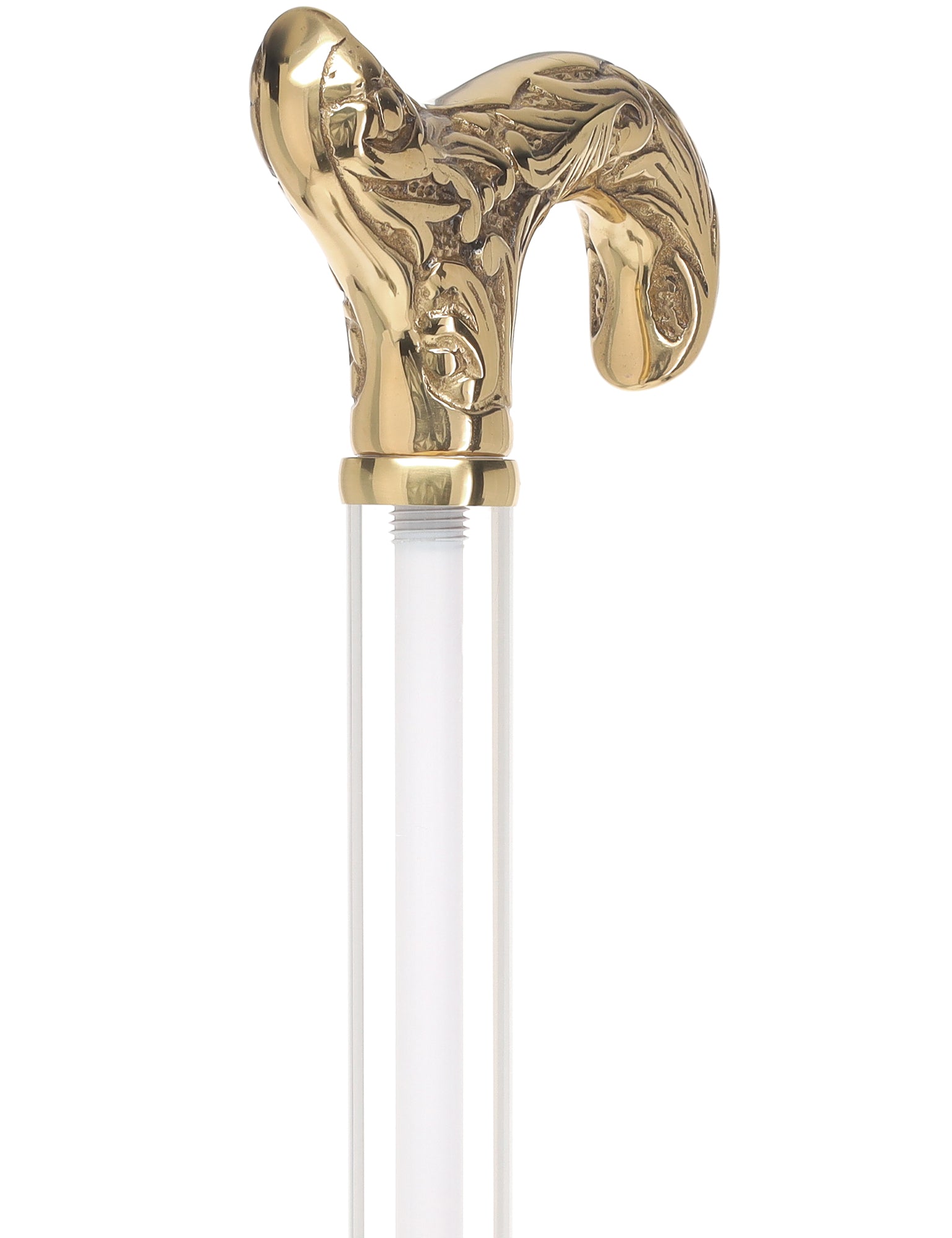 Crystal Elegance Brass Derby Cane with Invisible Acrylic Shaft Options Sale Supply