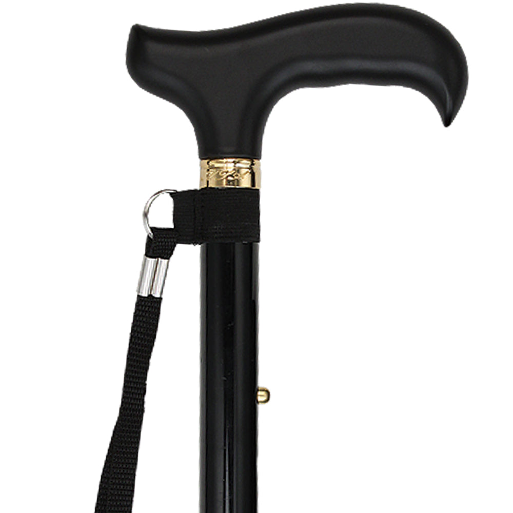 Scratch and Dent Black: Adjustable Folding Derby Walking Cane Wooden Handle V3114 Comfortable Cheap Pice