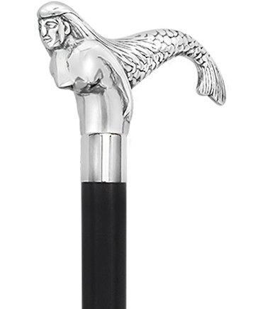 Chrome Plated Mermaid Handle Walking Cane w/ Custom Shaft and Collar Big Discount Online