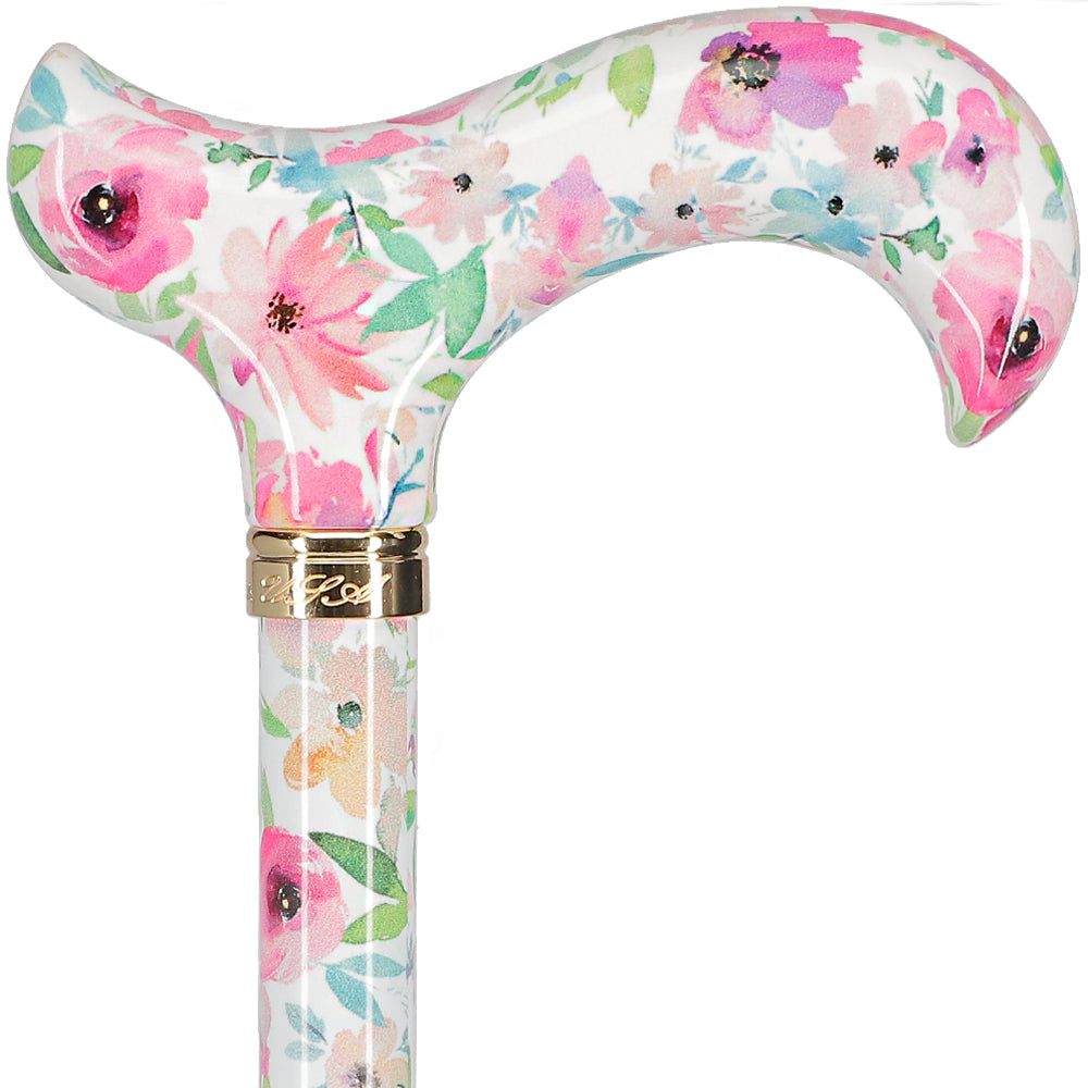 Watercolor Flowers: Designer Adjustable Cane w/ Patterned Handle Clearance Shop