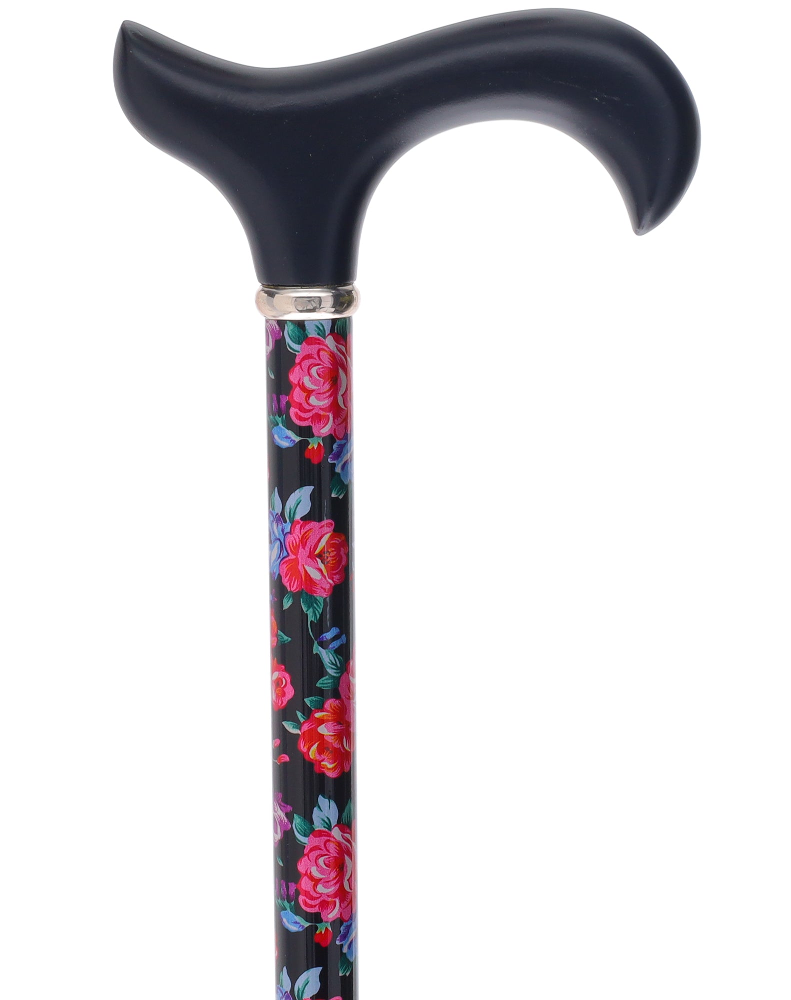 Limited single item listing: Derby Black and pink floral walking cane Online Online Free Shipping