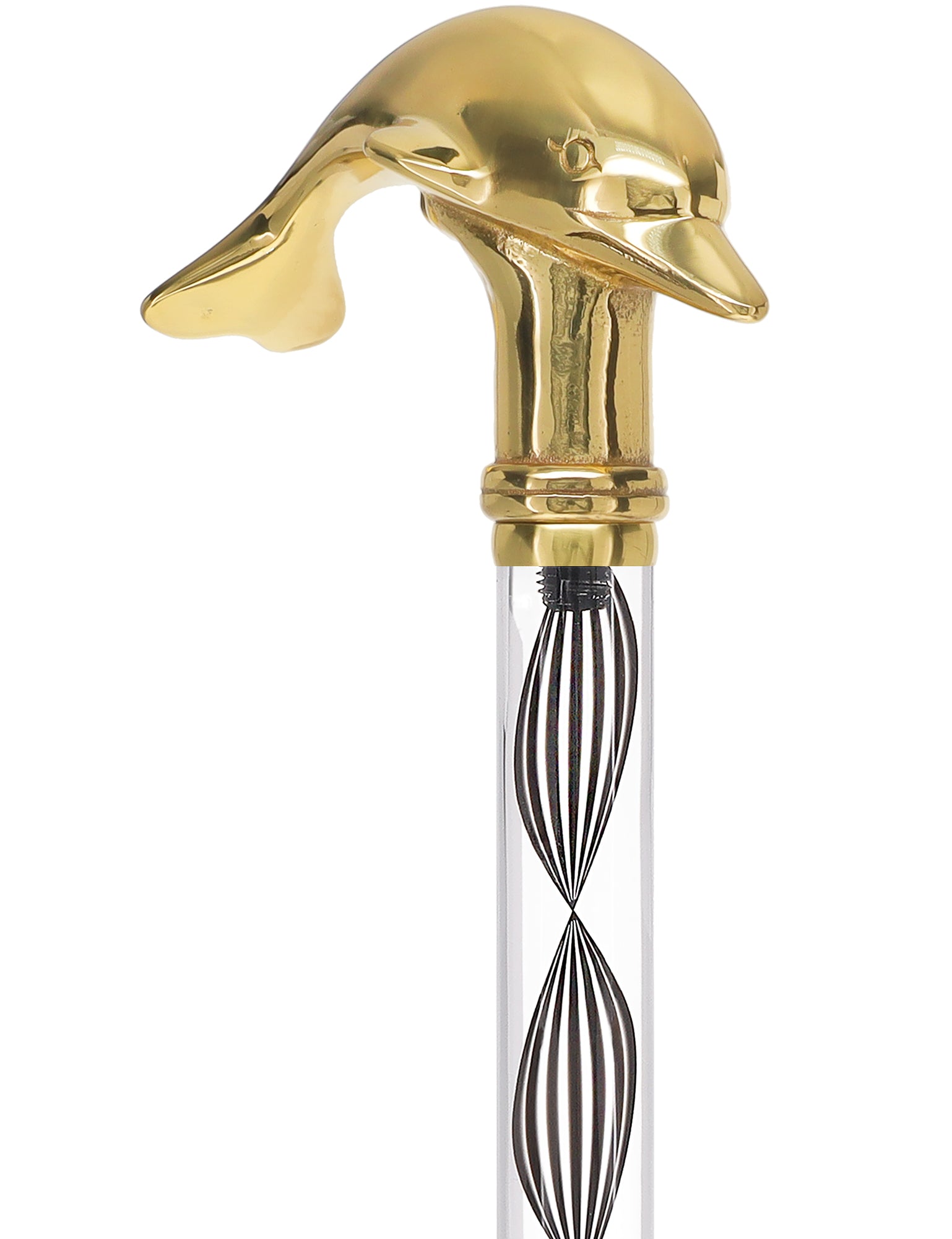 Crystal Elegance Brass Dolphin Cane with Invisible Acrylic Shaft Options Discount Authentic Online