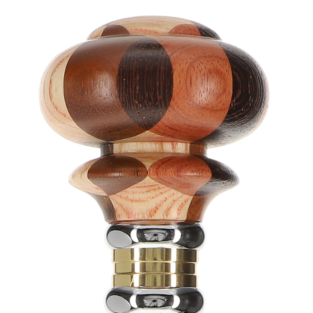 Scratch and Dent Mad Hatter Multi Wood Knob Handle Walking Stick With Wenge Wood Shaft and Two Tone Collar V1245 Good Selling Cheap Pice