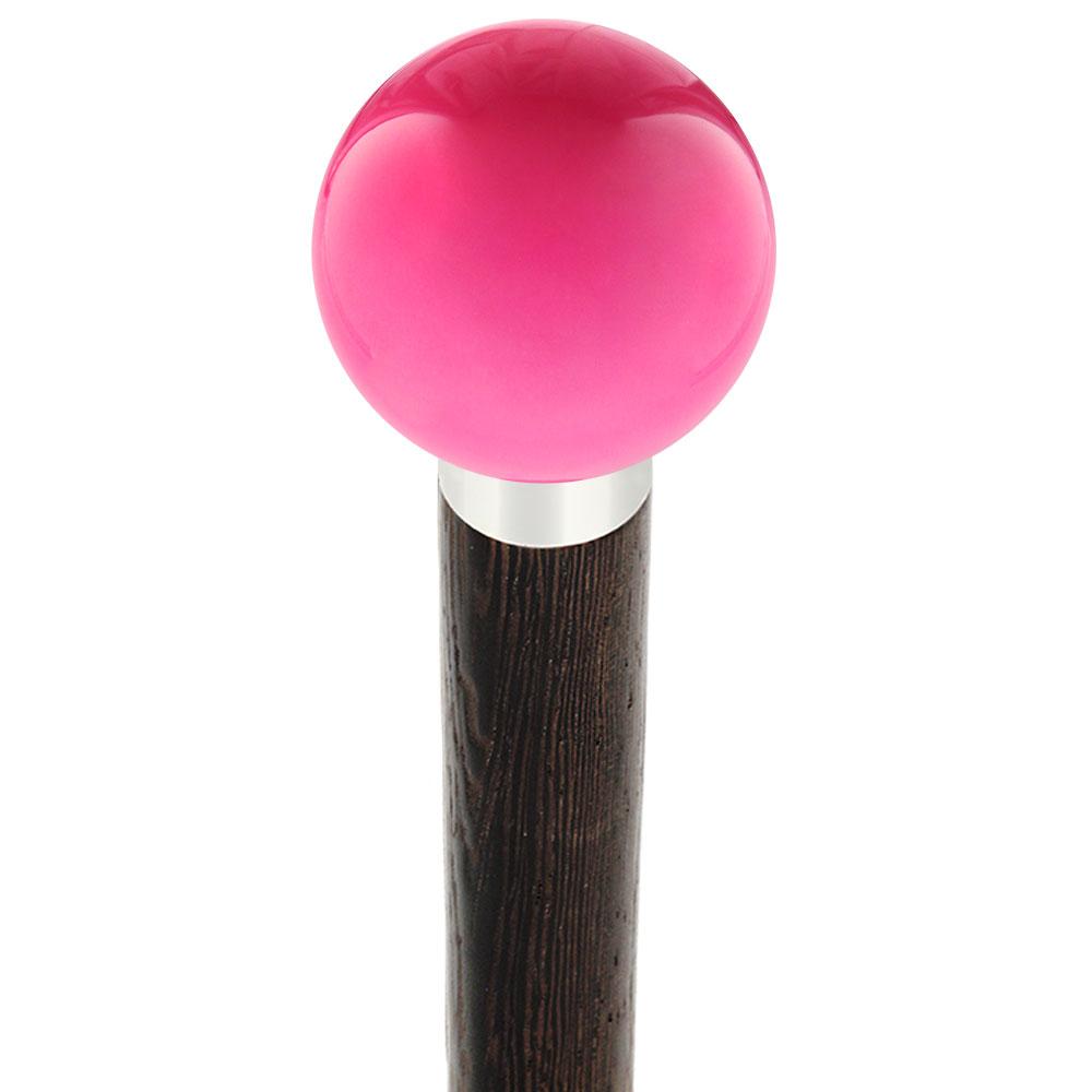 Hot Pink Round Knob Cane w/ Custom Wood Shaft & Collar Big Discount Cheap Pice