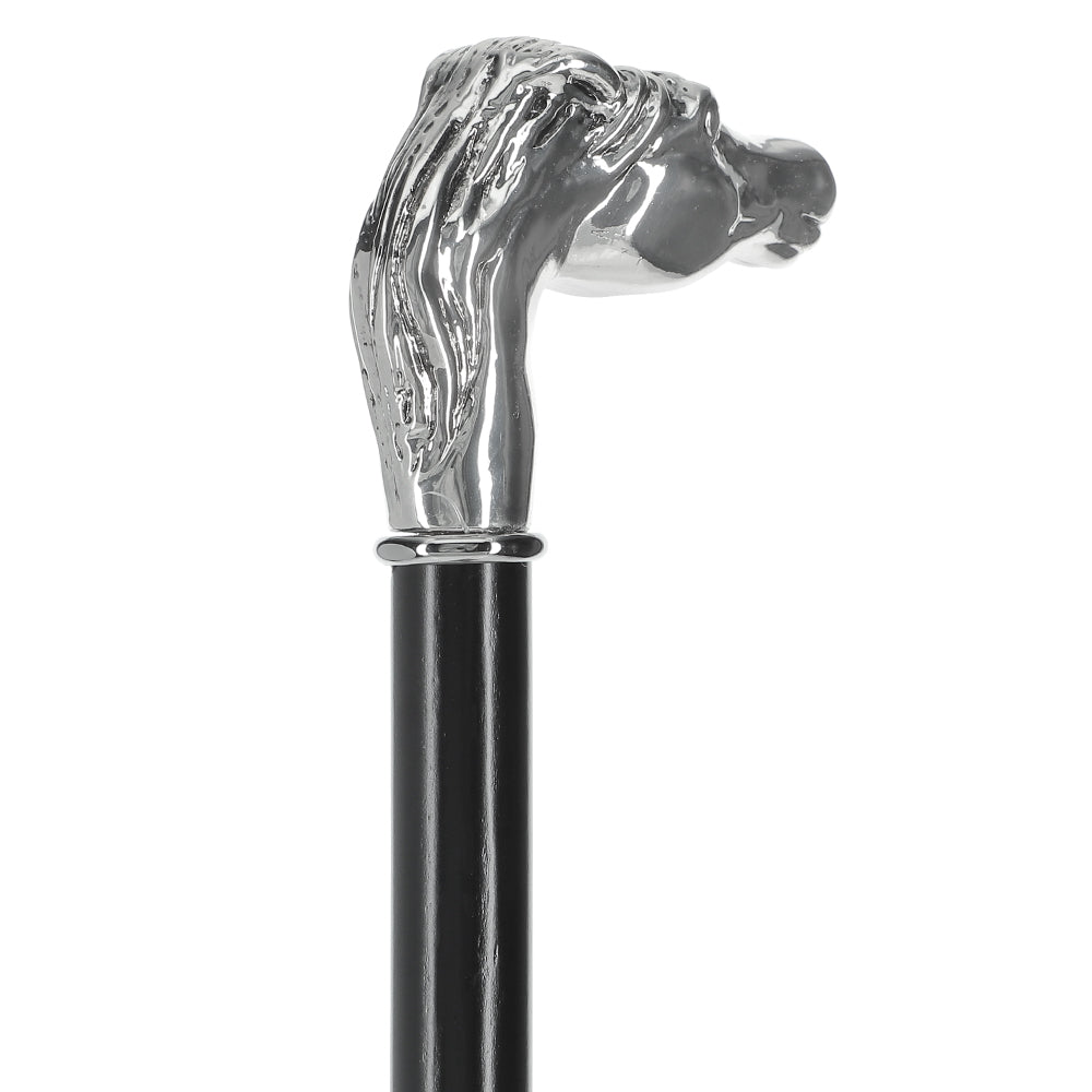 Silver 925r Horse Walking Cane with Black Beechwood Shaft and Collar Perfect Sale Online