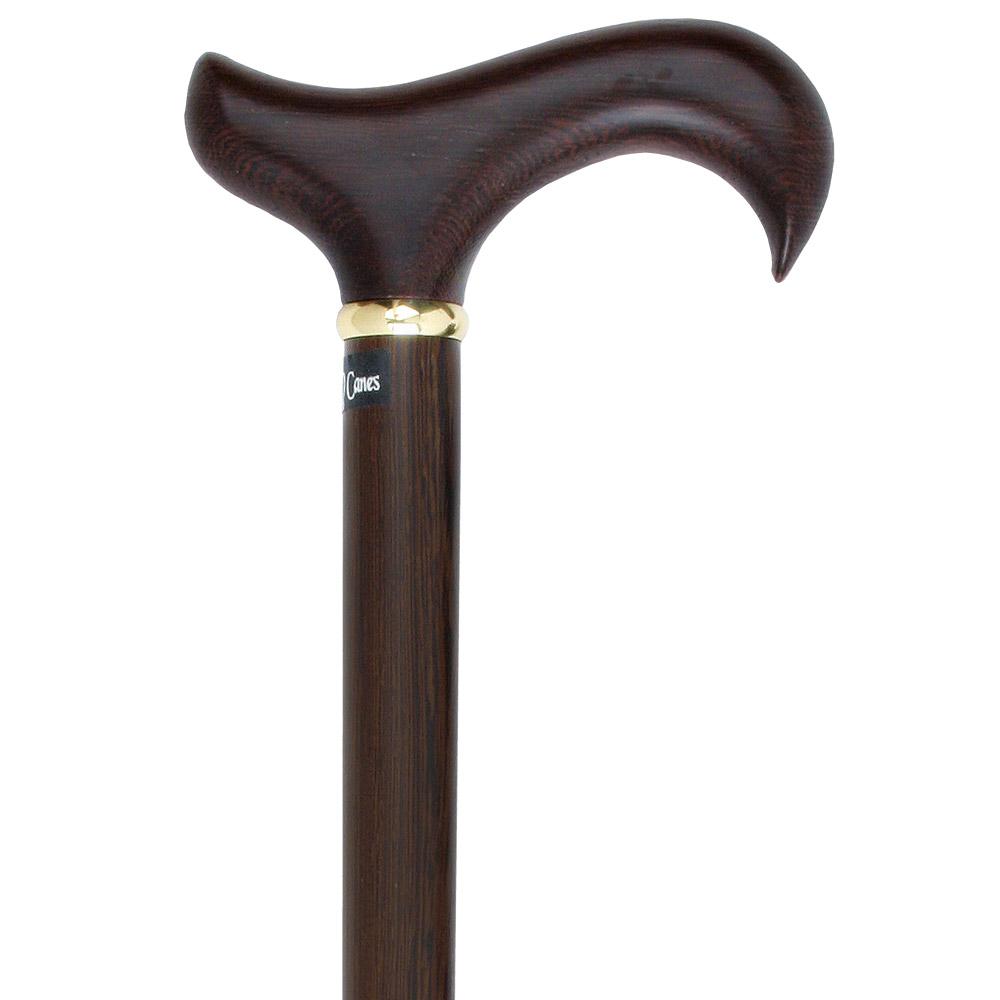 Scratch & Dent Wenge 3 Piece Folding Derby Walking Cane With Wenge Wood Shaft and Brass Collar V1736 Cheap In China