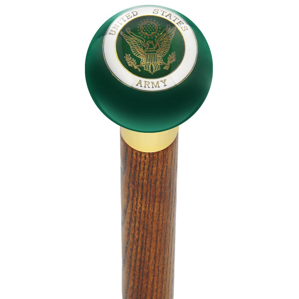 U.S. Army Green Round Knob Cane w/ Custom Color Ash Shaft & Collar Marketable Online