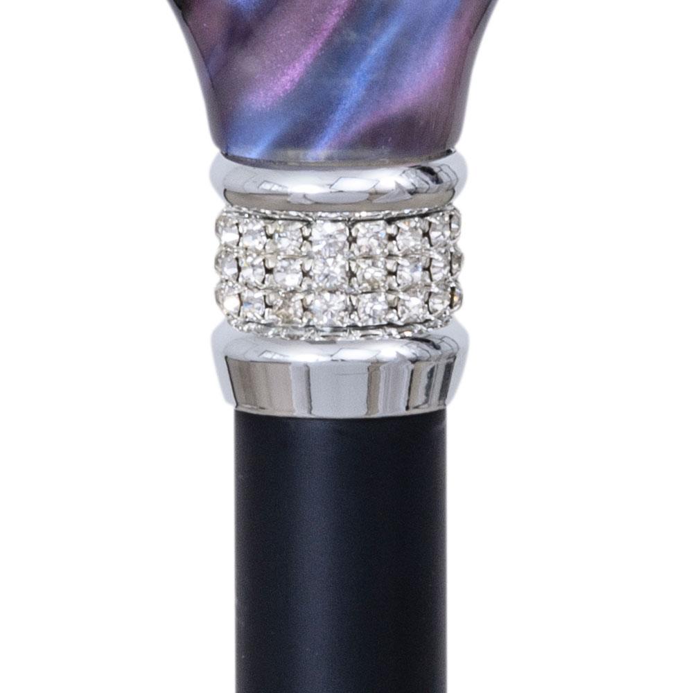 Scratch and Dent Abalone Shell Pearlz w/ Rhinestone Collar Aluminium Adjustable Cane V1699 Cheap Explore