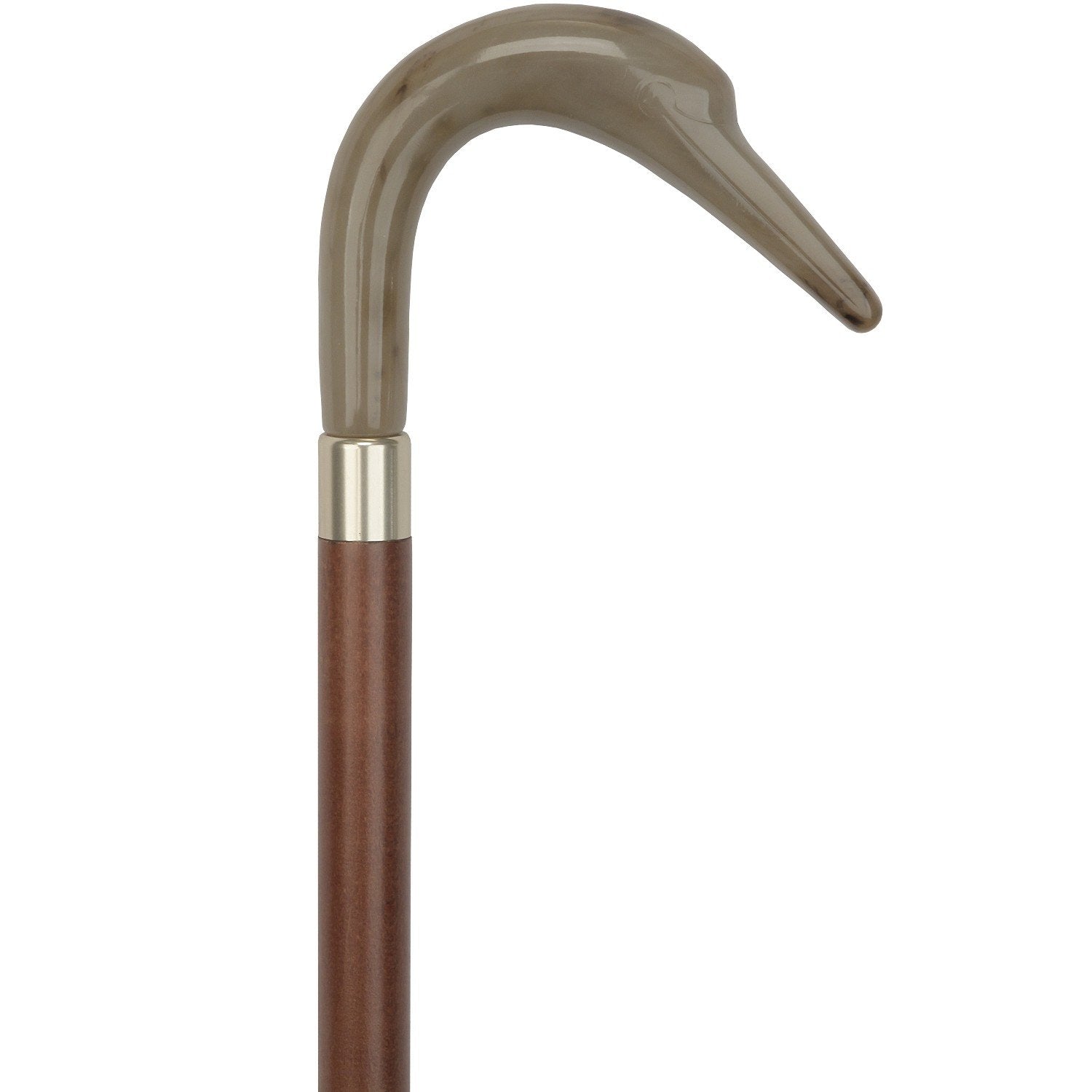 Rich and Smooth Tourist Swan Imitation Horn Handle Cane -Italian Handle w/Custom Handle and Collar Free Shipping Online