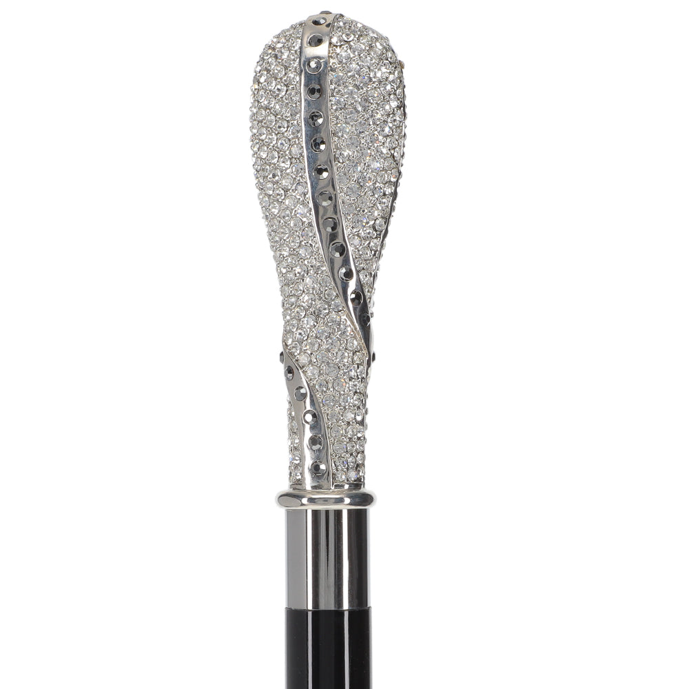 Scratch and Dent Silver 925r with Swarovski Elements Walking Cane w/ Black Beechwood Shaft V2133 Discount Great Deals