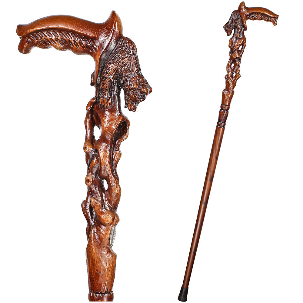 Scratch and Dent Awakening Bear (dark) Artisan Intricate Handcarved Cane V2409 Visit Online