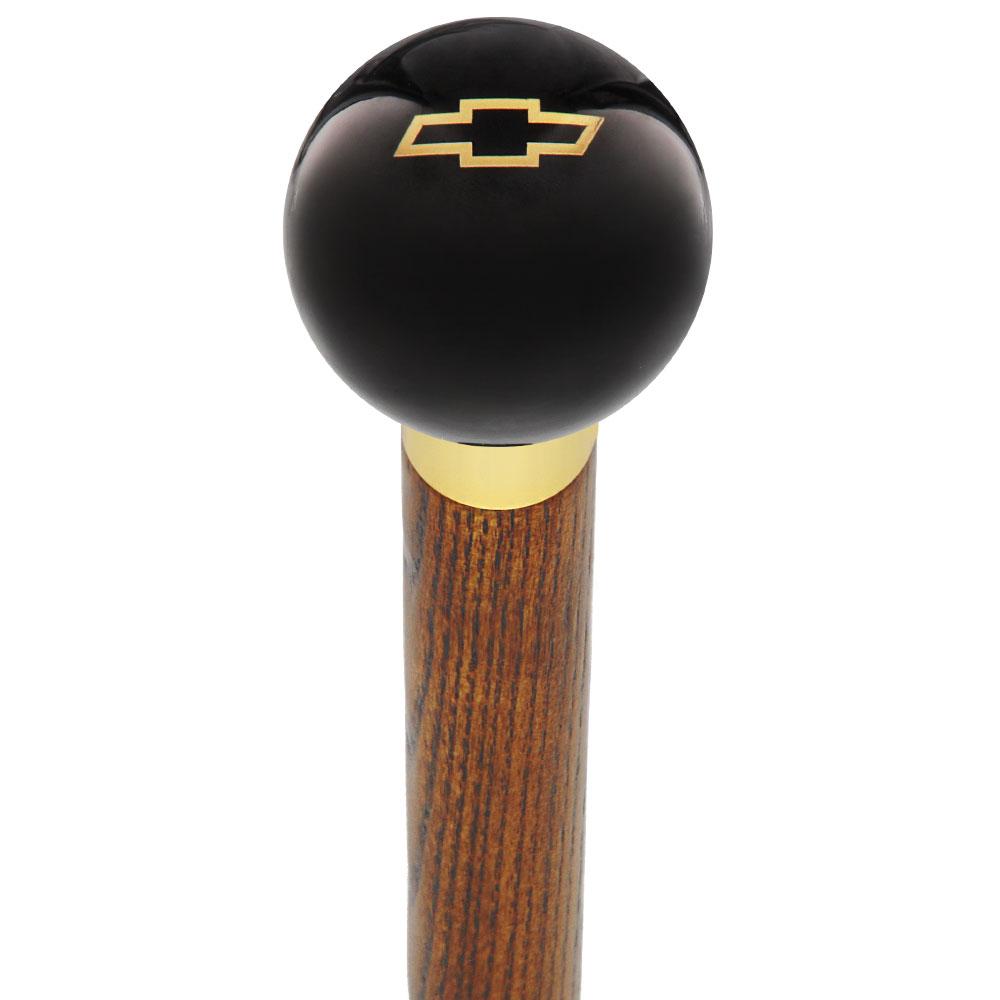 Licensed Chevy Classic Emblem Black Round Knob Cane w/ Custom Color Ash Shaft & Collar Big Discount Online