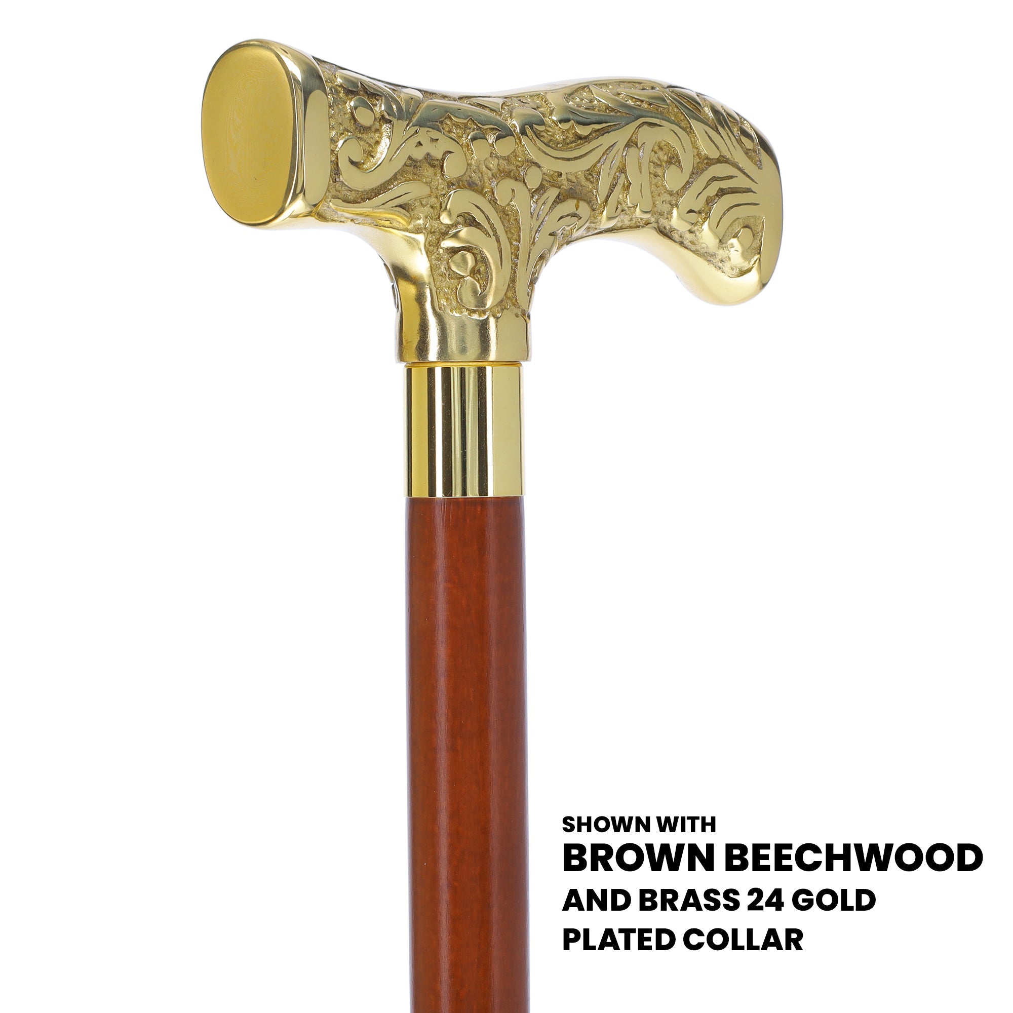 Scratch and Dent Brass T Shaped Handle Walking Cane w/ Wenge Shaft and Brass Gold Collar V3205 High Quality Cheap Pice