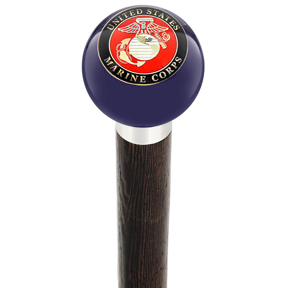 U.S. Marine Corps Dark Blue Round Knob Cane w/ Custom Wood Shaft & Collar Buy Cheap Largest Supplier