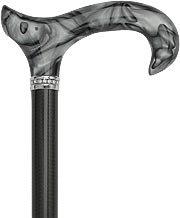 Scratch and Dent Black w/ Gray Marble Pearlz Handle Cane with Carbon Fiber Shaft V2043 For Cheap