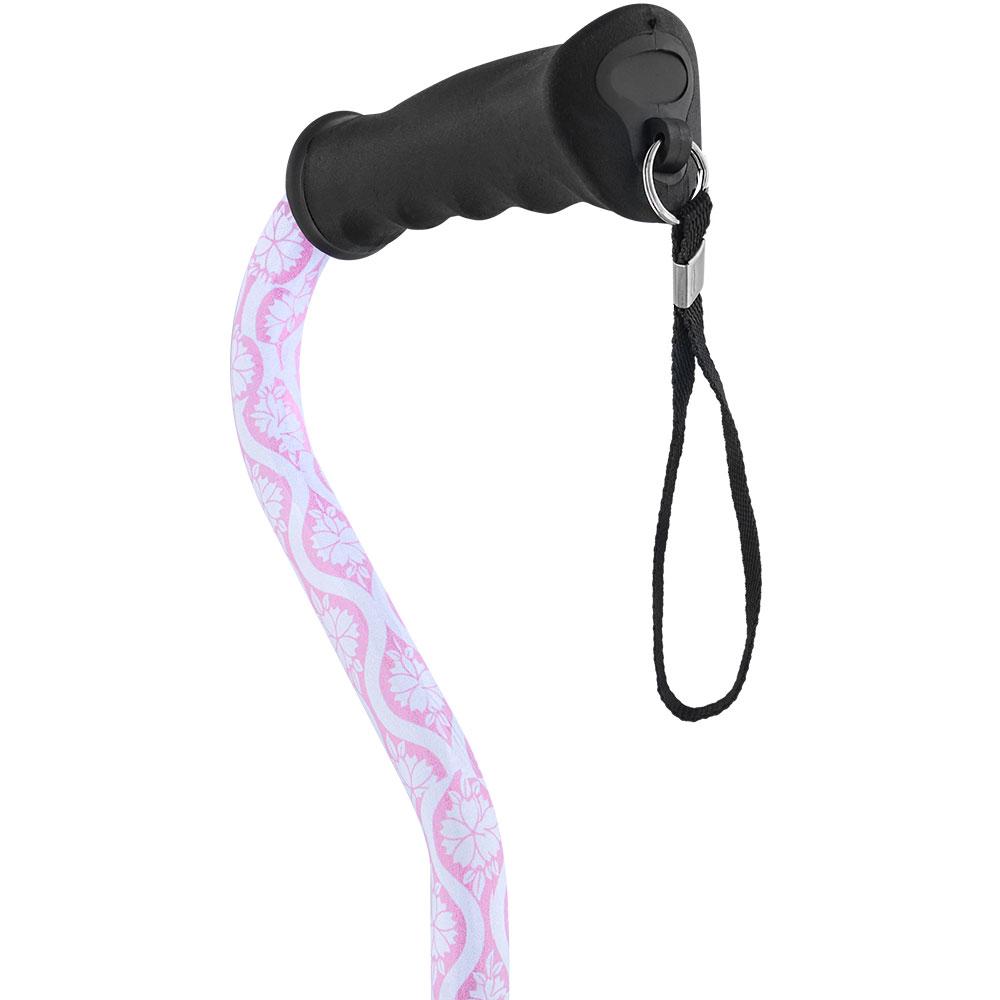 Pink Pastel Rose Aluminum Convertible Quad Walking Cane with Comfort Grip - Adjustable Shaft Pictures Online