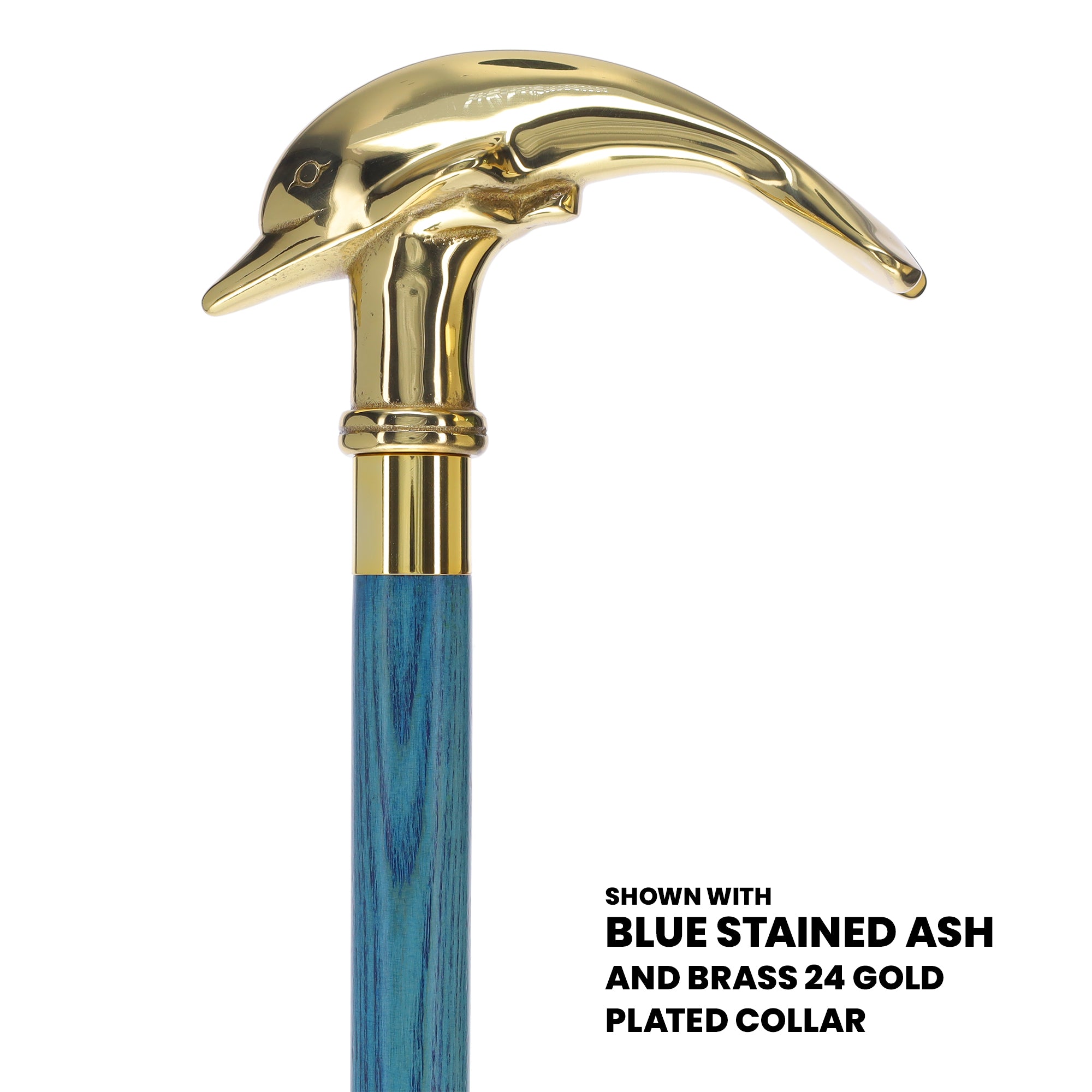 Premium Brass Dolphin Handle Cane: Stained Custom Color Shaft Where To Buy Cheap Real