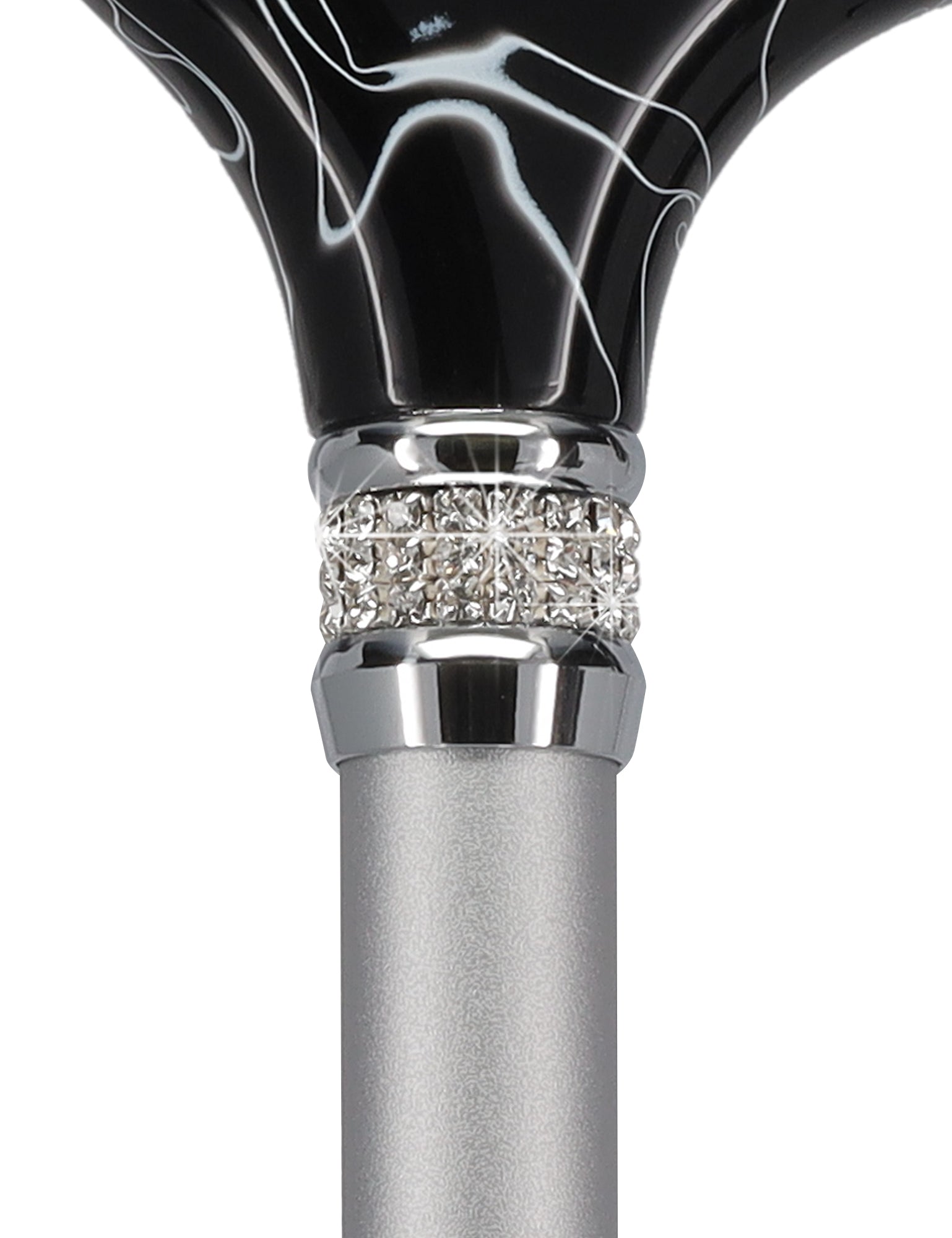 Rhinestone Designer Cane: Black Marble & Platinum Pearlz Pick A Best Sale Online