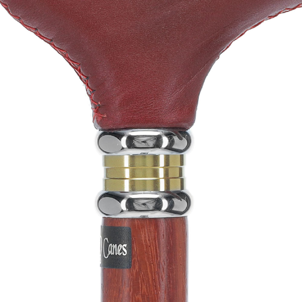 Soft Genuine Leather Red Grip: Red Derby Cane, Padauk Wood Shaft Outlet Locations Cheap Online