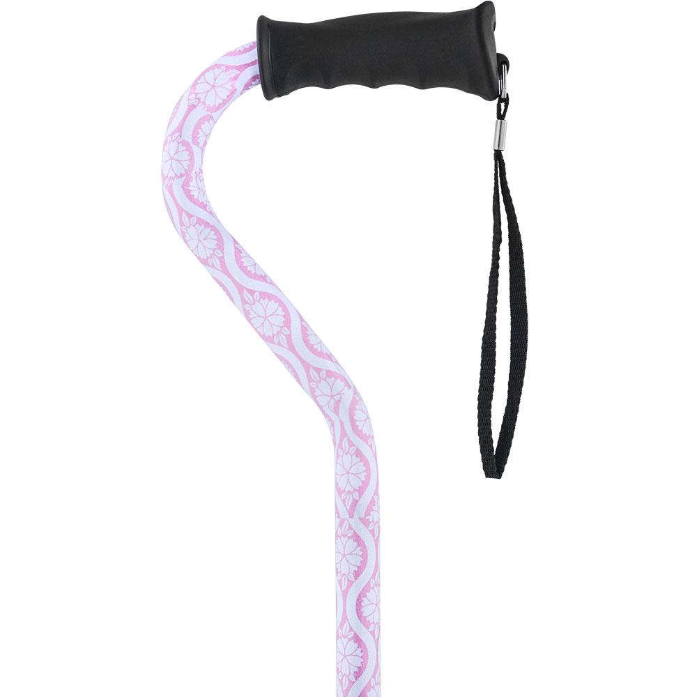 Pink Pastel Rose Aluminum Convertible Quad Walking Cane with Comfort Grip - Adjustable Shaft Pictures Online