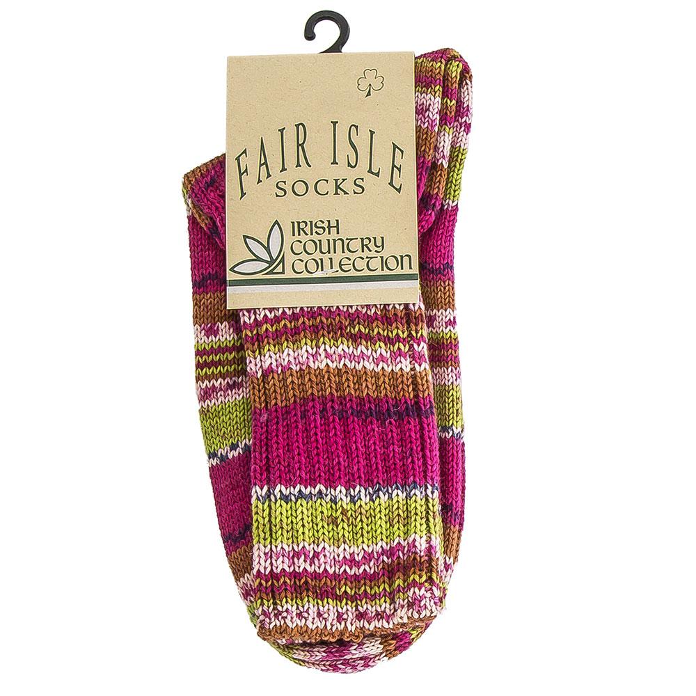 Ladies Passionate Pink Pattern Designer Irish Wool Country Socks Buy Cheap 2025 Newest