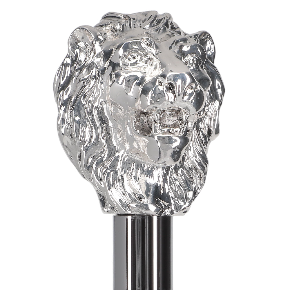 Scratch and Dent Italian Luxury: Majestic Lion Head Walking Stick, 925r Silver V2401 New Arrival Cheap Online