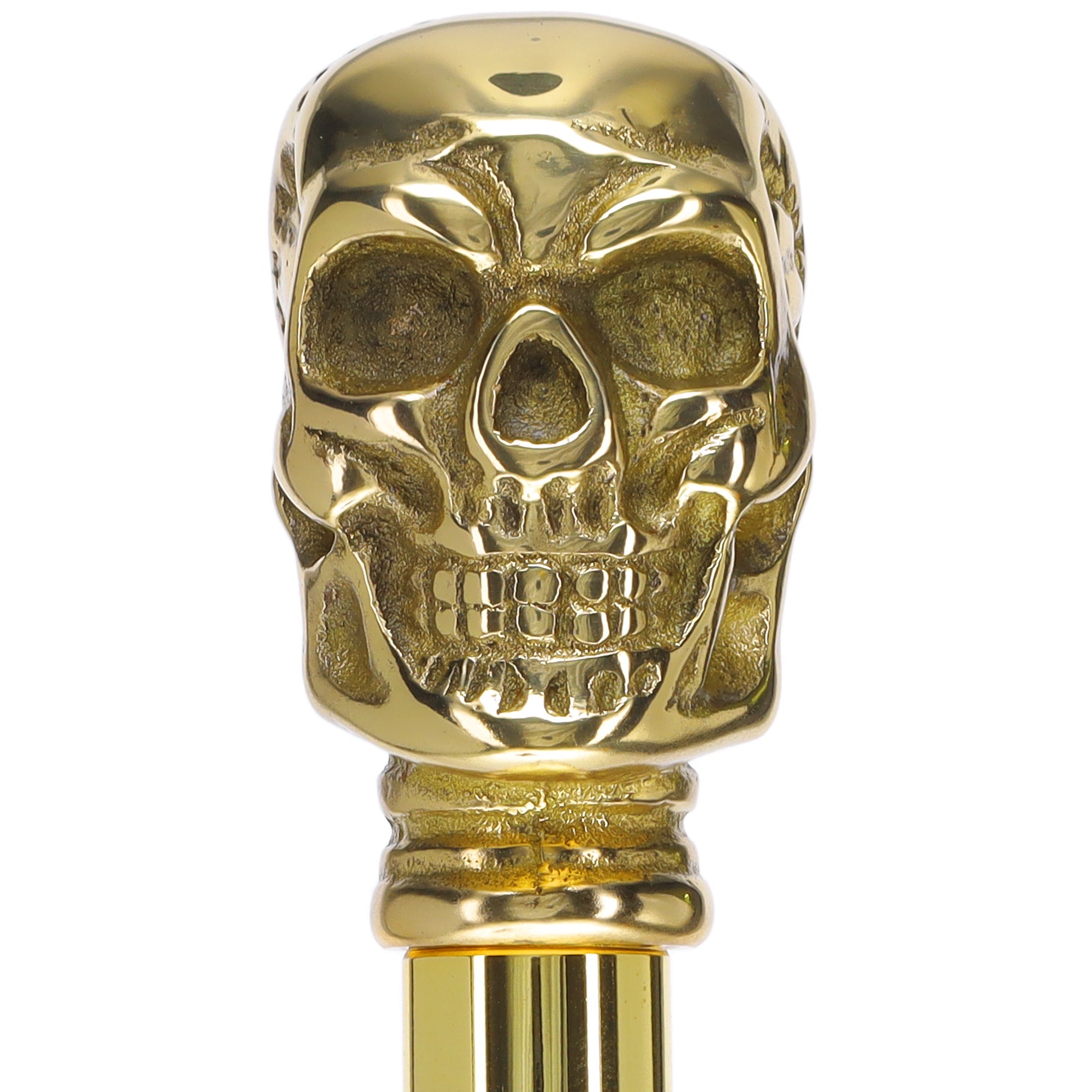 Scratch and Dent Brass Skull Handle Walking Cane w/ Black Beechwood Shaft and Aluminum Gold Collar V2148 Discount Ebay