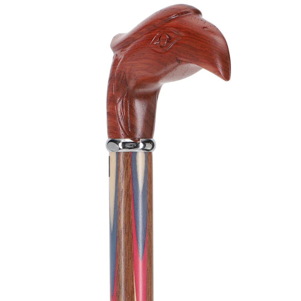 Scratch and Dent Colors Don't Run Eagle Handle Walking Cane With Inlaid Ovangkol Shaft and Silver Collar V2169 Outlet 100% Original