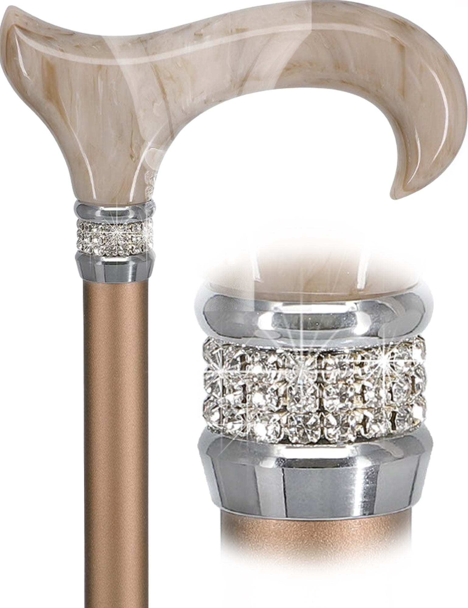 Rhinestone Designer Cane: Exquisite Pearlz Champagne Swirl Clearance Classic