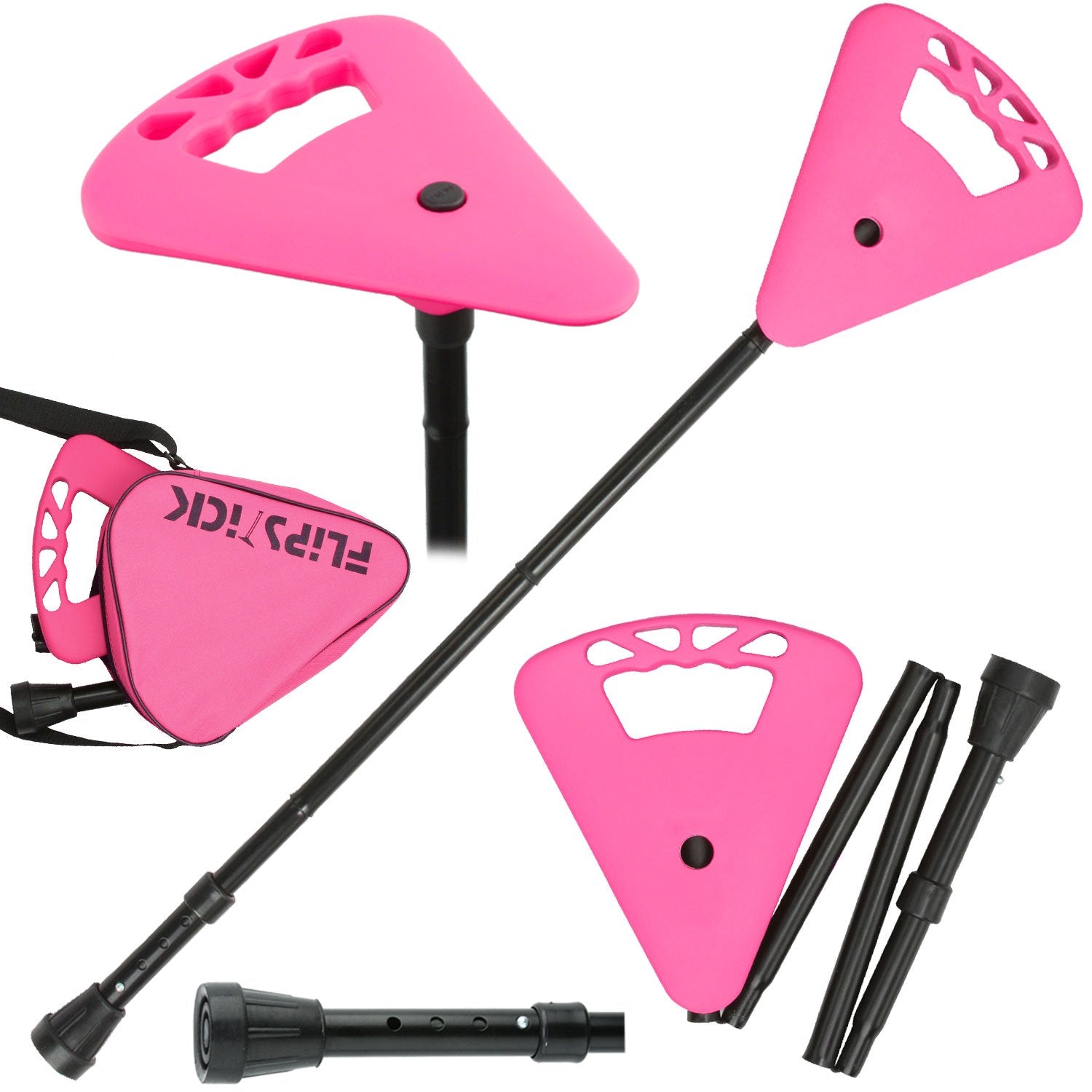 Flipstick Straight Folding Adjustable Seat Cane in Pink with Pink Bag Enjoy Cheap Pice