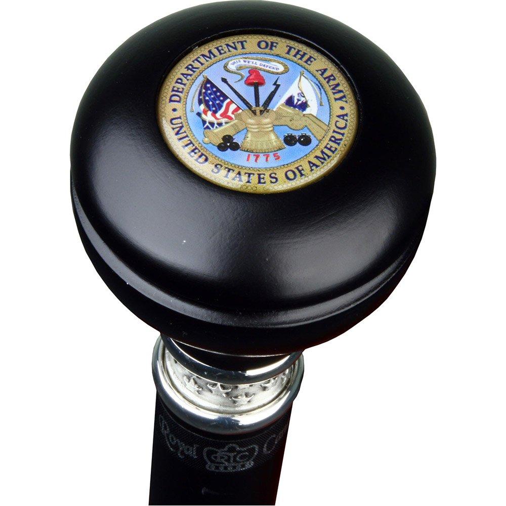 Scratch and Dent Army Knob Walking Stick With Black Beechwood Shaft and Pewter Collar V1641 Outlet Extremely