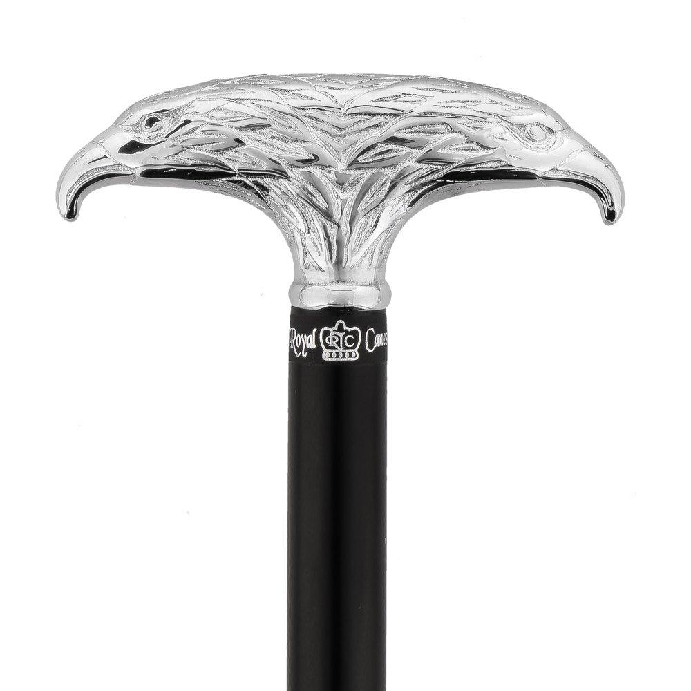 Scratch and Dent Chrome Plated Double Eagle T-Handle Walking Cane With Black Beechwood Shaft V2167 Outlet Great Deals