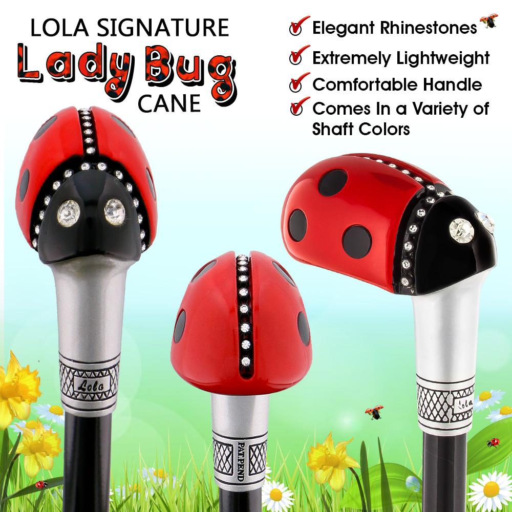 Lady Bug Lola Signature Carbon Fiber Walking Cane - 1 Black Shaft Collections Cheap Pice