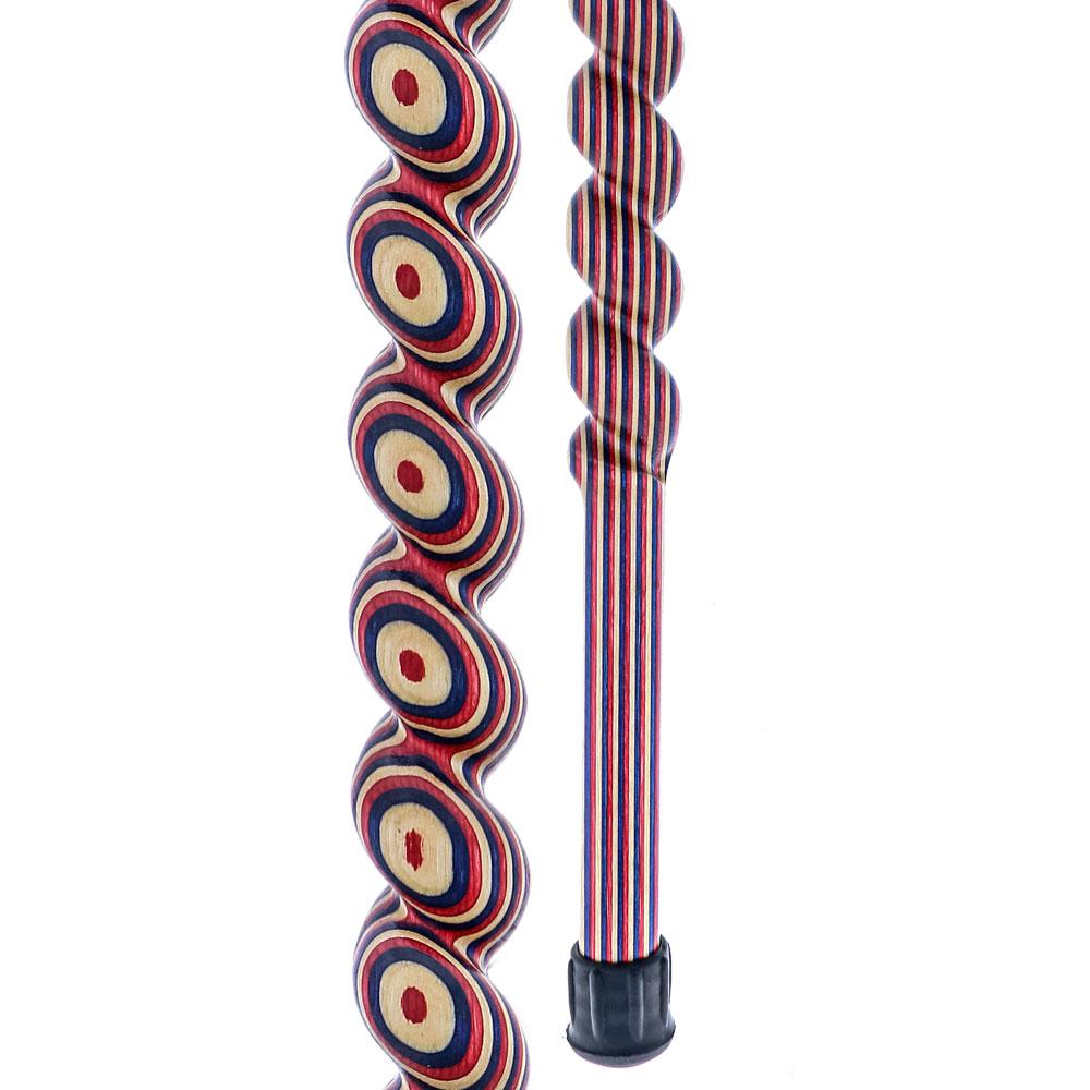 USA-Made Patriotic Twisted Spiral Cane: Red, White & Blue Fashionable Cheap Pice