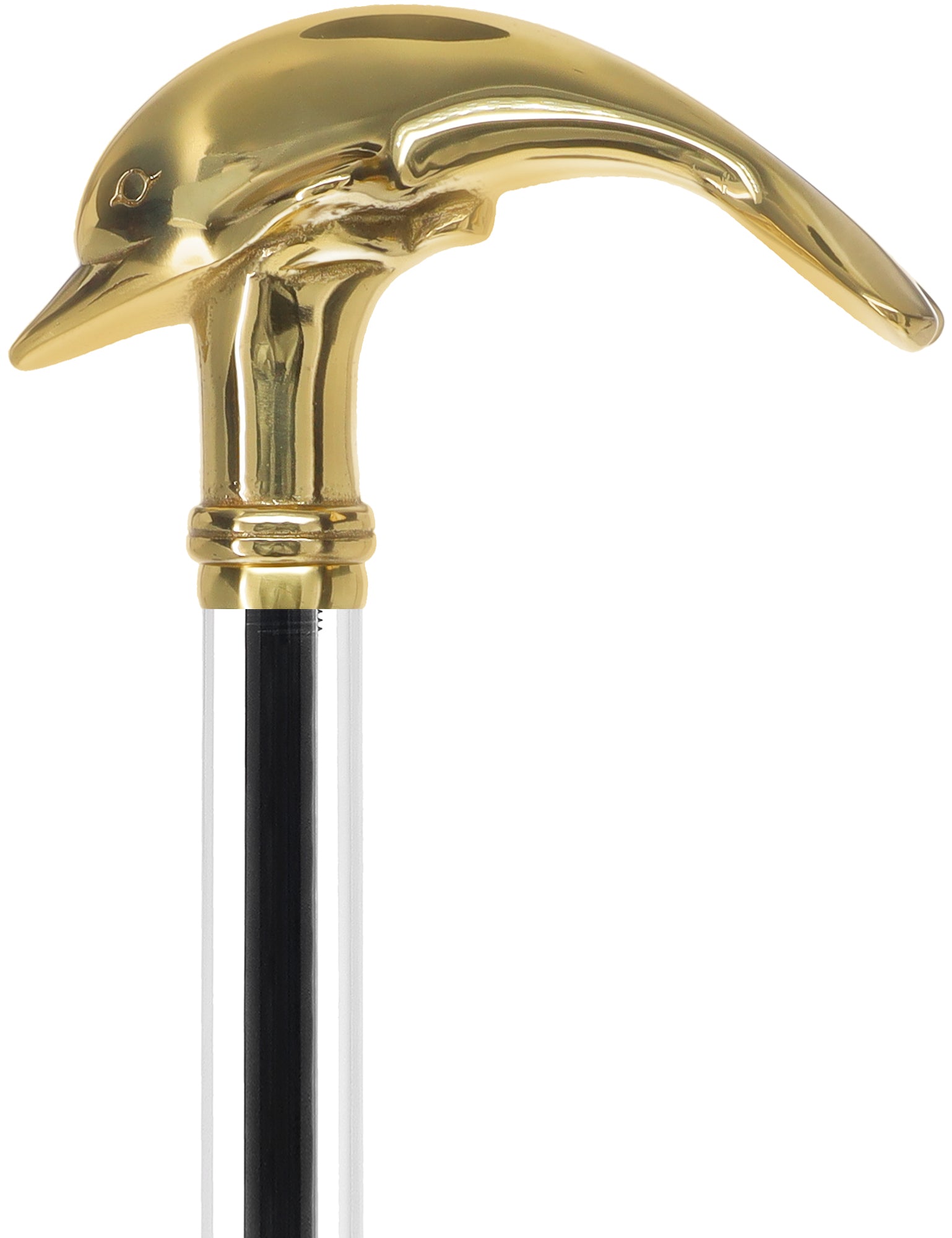 Crystal Elegance Brass Dolphin Cane with Invisible Acrylic Shaft Options Discount Authentic Online