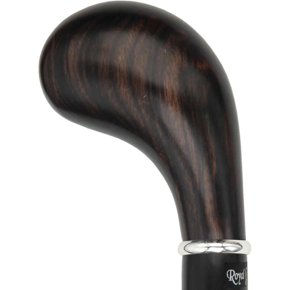 Scratch and Dent Ebony Knob Handle Walking Stick With Black Beechwood Shaft and Silver Collar V1625 Pictures Cheap Pice