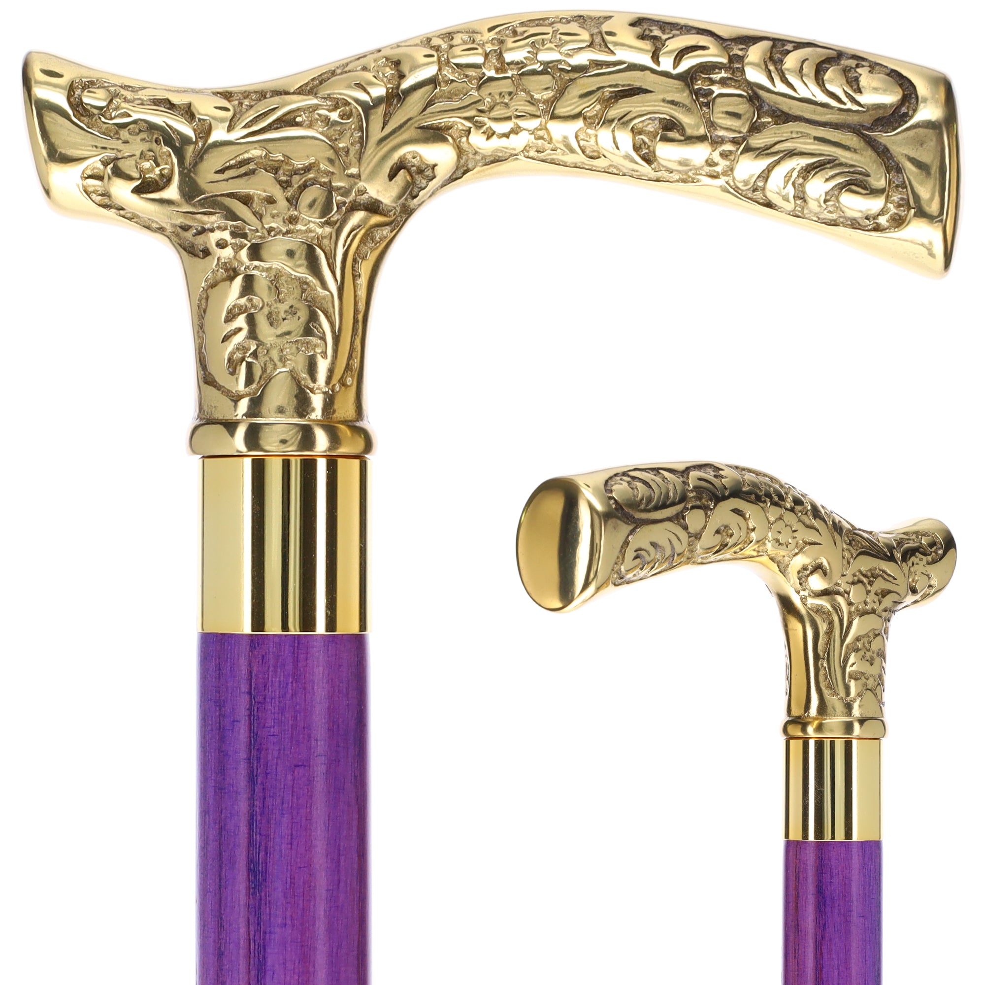 Premium Brass Fritz Handle Cane: Stained Custom Color Shaft Order