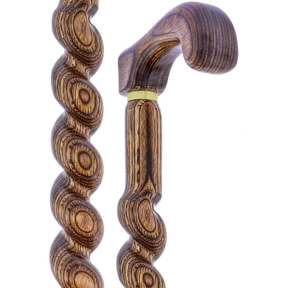 USA-Made Twisted Spiral Cane: Brown Durable Colorwood Laminate Discount For Cheap