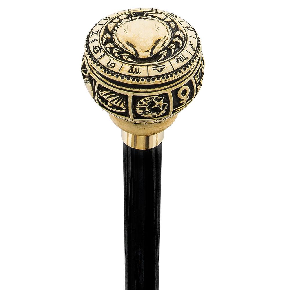 Scratch and Dent Astrological Cancer Walking Cane with Black Beechwood Shaft V1930 Clearance Best Seller