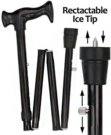 Scratch and Dent Black Adjustable Folding Retractable Ice Tip Orthopedic Handle Cane V2275 Cheap Sale Ebay