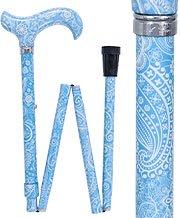 Scratch and Dent True Blue Designer Folding Adjustable Derby Walking Cane with Engraved Collar V3467 Cheapest Pice