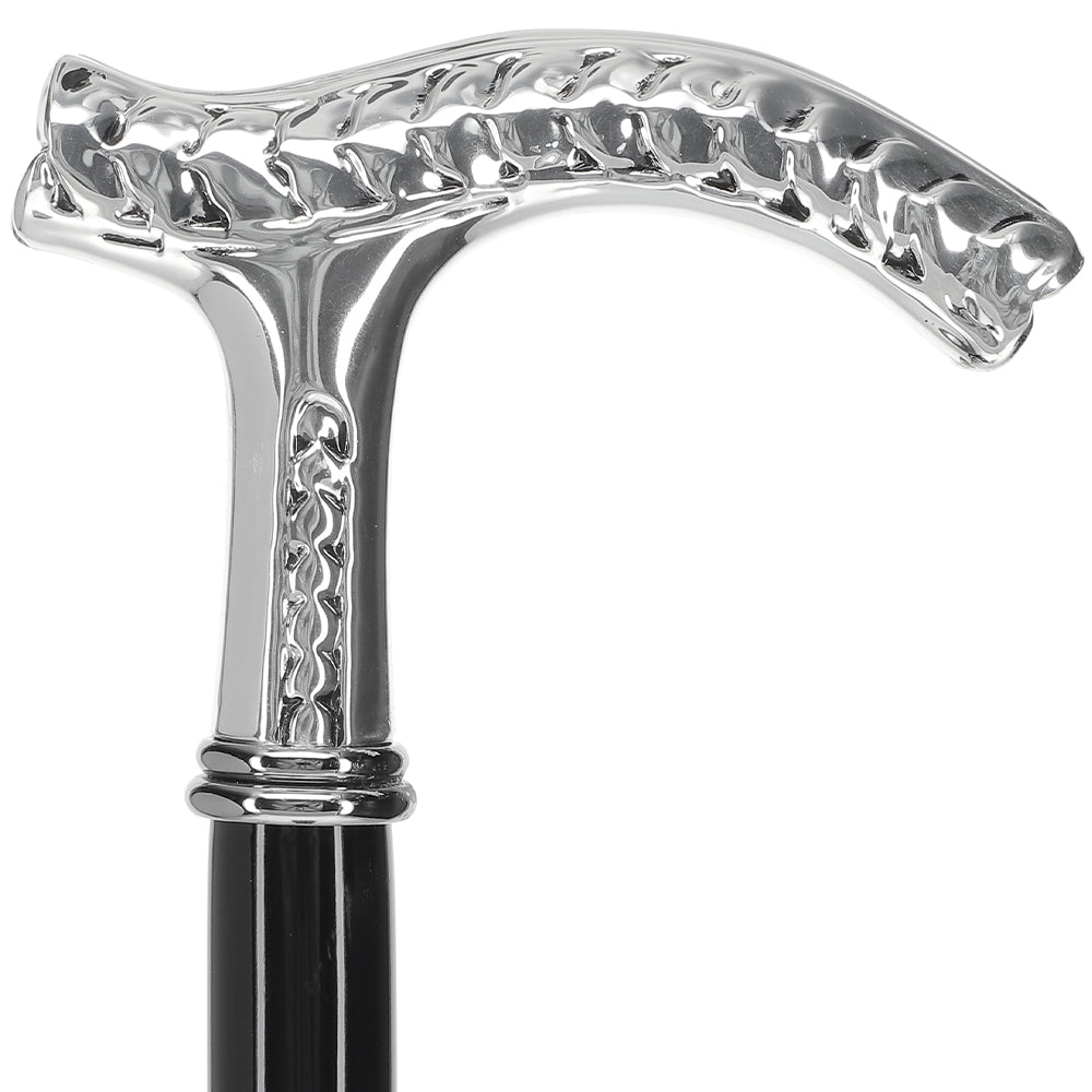 Italian Luxury: Fritz Leaves Handle Cane, In 925r Silver Low Pice