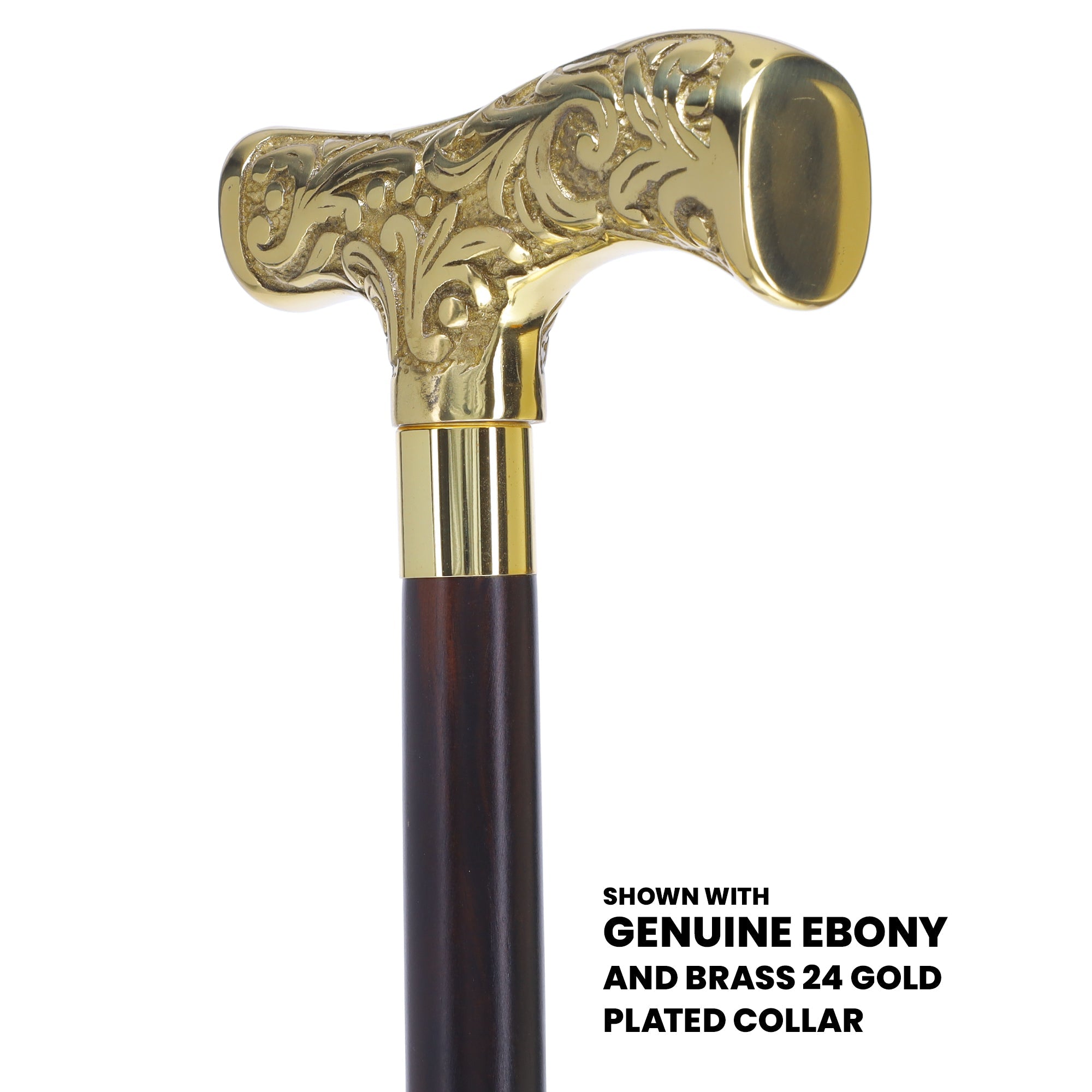 Scratch and Dent Brass T Shaped Handle Walking Cane w/ Wenge Shaft and Brass Gold Collar V3205 High Quality Cheap Pice