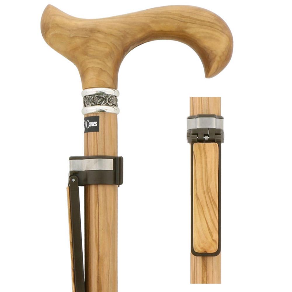 Auto Flip-Up Olive Wood Cane Holder: Easy Store-Away Design Sale Purchase