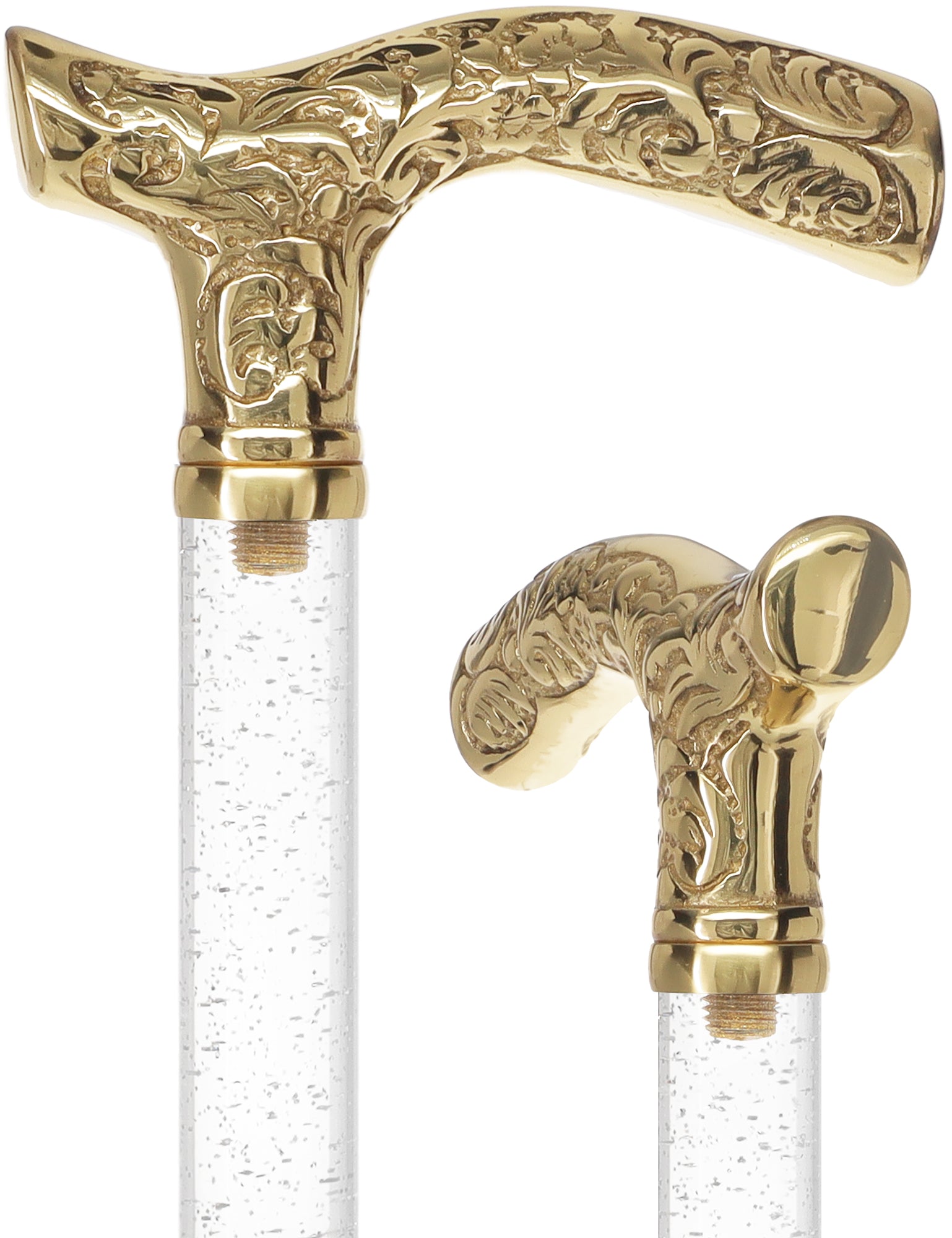 Crystal Elegance Brass Fritz Cane with Invisible Acrylic Shaft Options Cheap Very Cheap