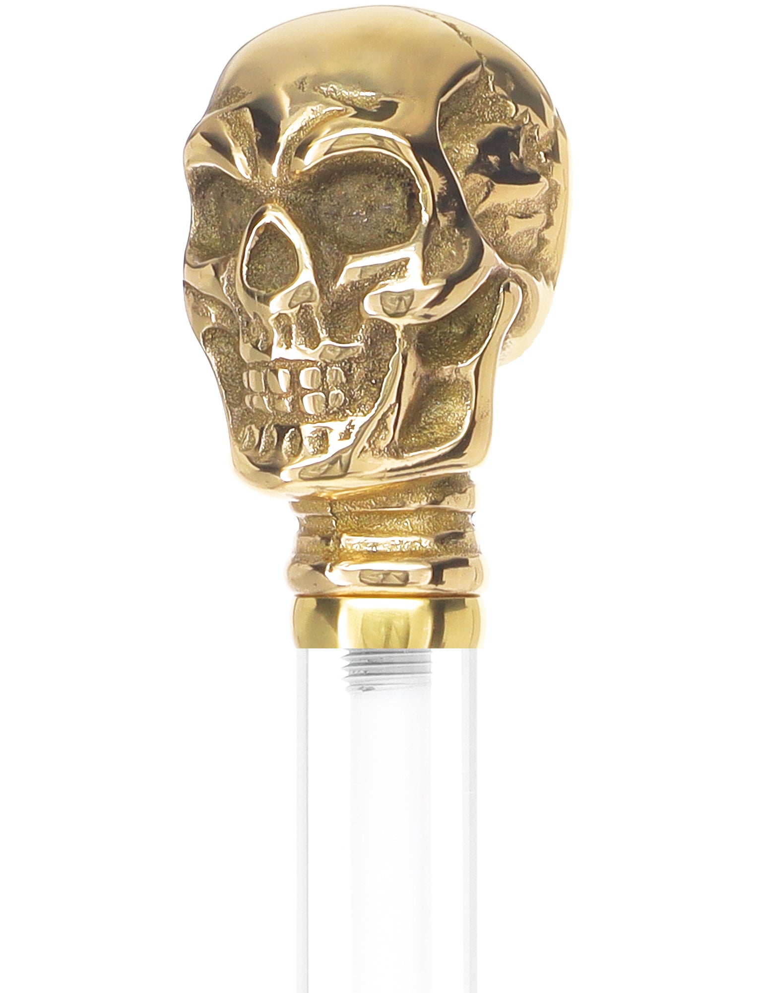 Crystal Elegance Brass Skull Cane with Invisible Acrylic Shaft Options Outlet