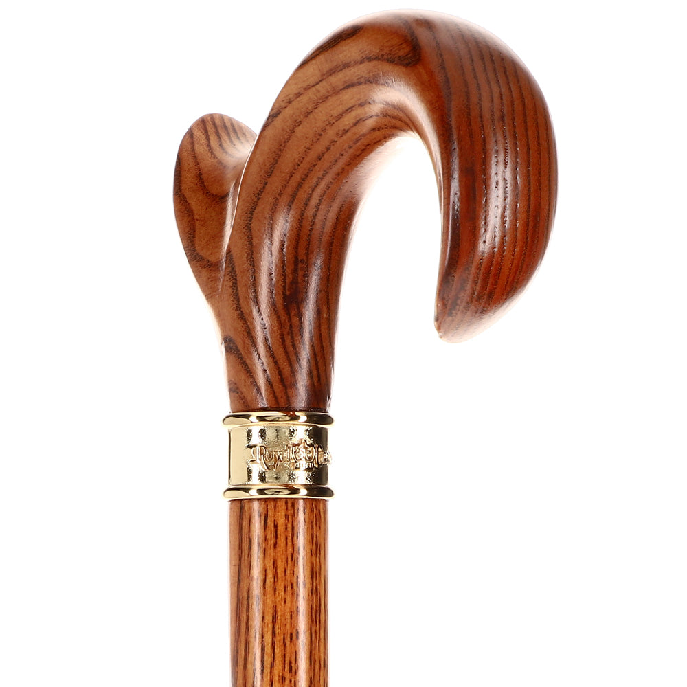 Hand-Specific Espresso Cane: Ash, Embossed Brass Collar Clearance Official