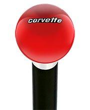 Licensed Corvette Emblem Red Round Knob Cane w/ Custom Wood Shaft & Collar Quality Original